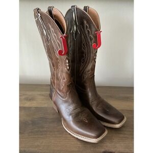 Justin Rein Waxy‎ Tan Water Buffalo Western Boots L2962 Medium Square Toe 8.5B
